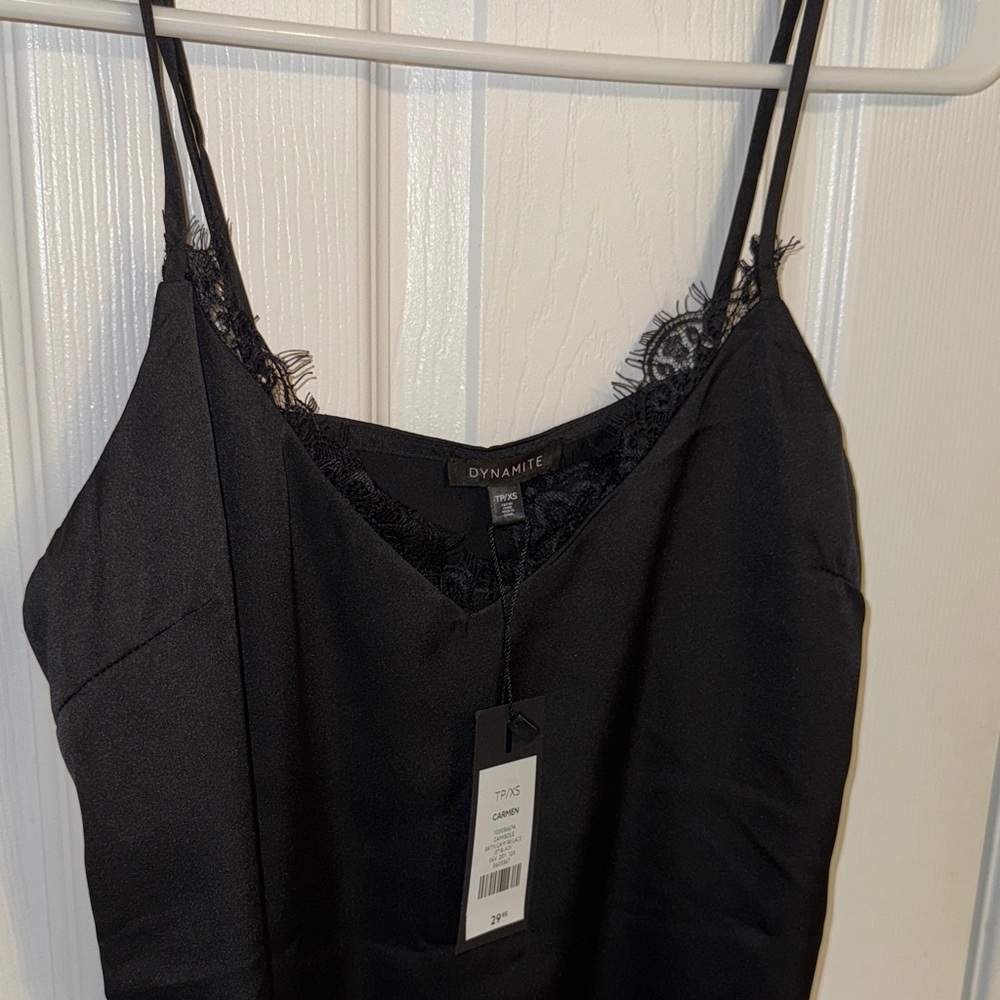 Dynamite Black Lace Trim Cami Top
